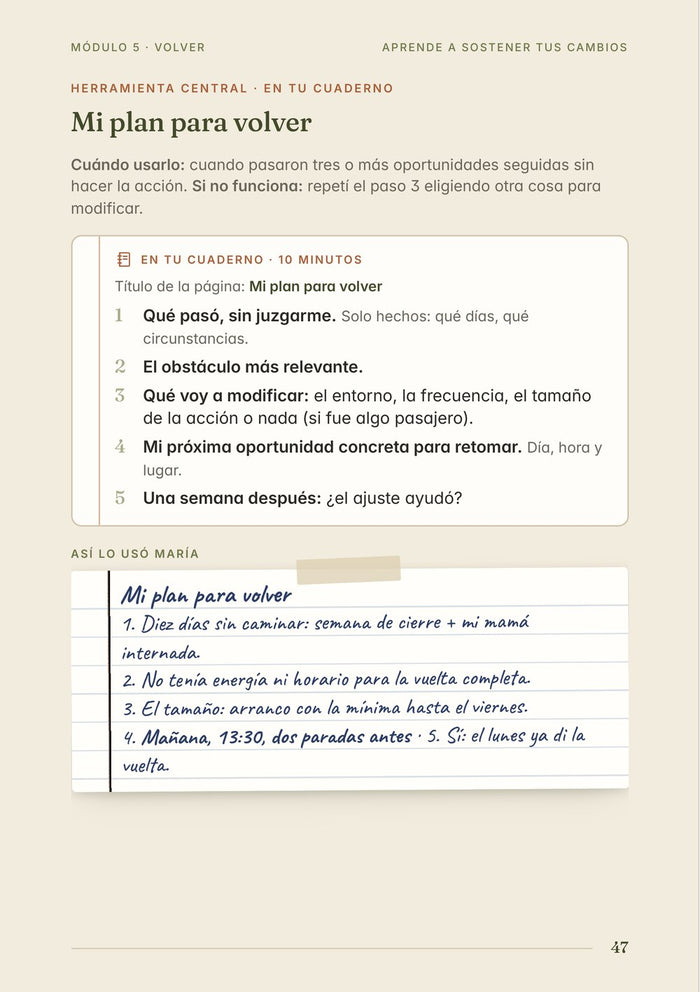 «Mi plan para volver», en cinco pasos.