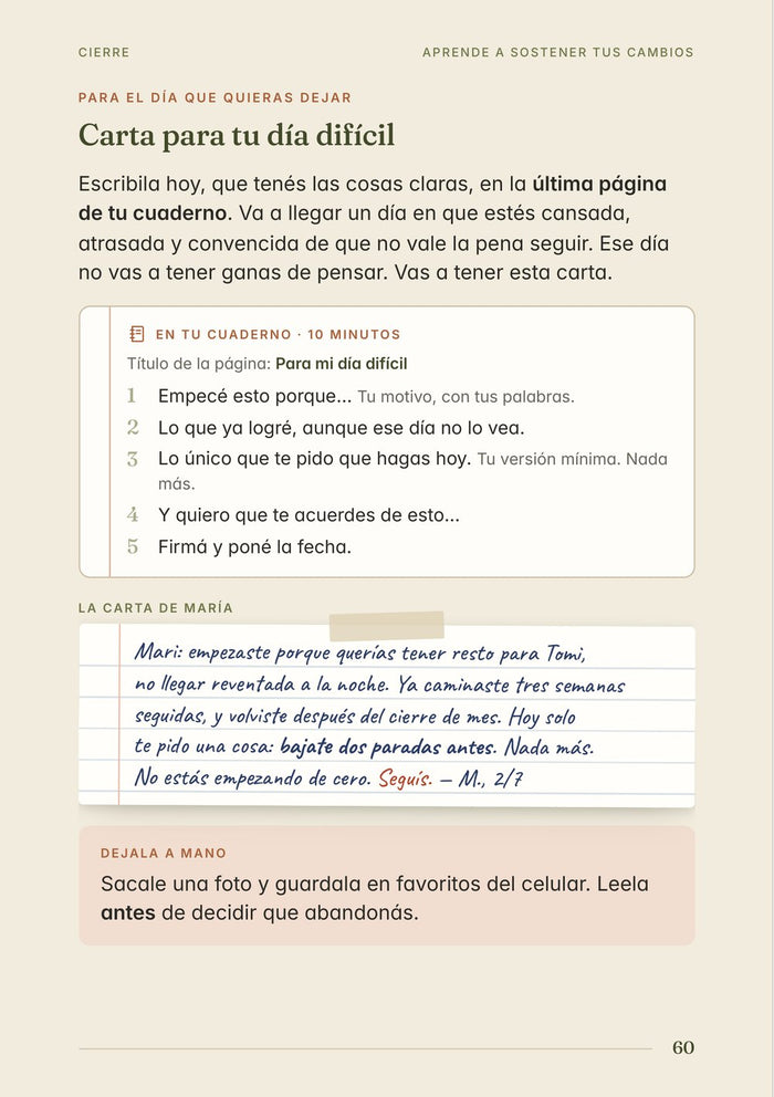 Carta para tu día difícil, con un ejemplo.