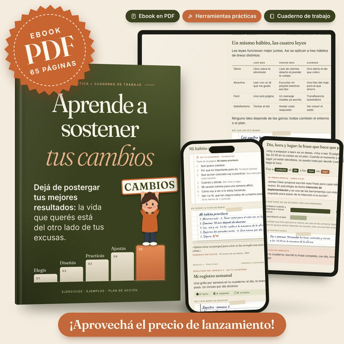 Ebook Aprende a sostener tus cambios: el libro y sus páginas en notebook, tablet y celular